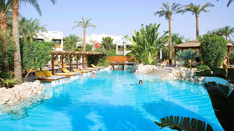 View at the pool of ghazala gardens hotel in egypt